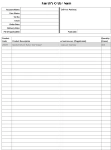 Farrah's Order Form Template.